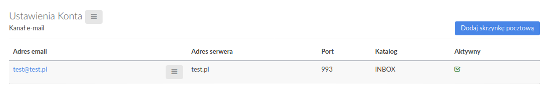 Lista skrzynek e-mail
