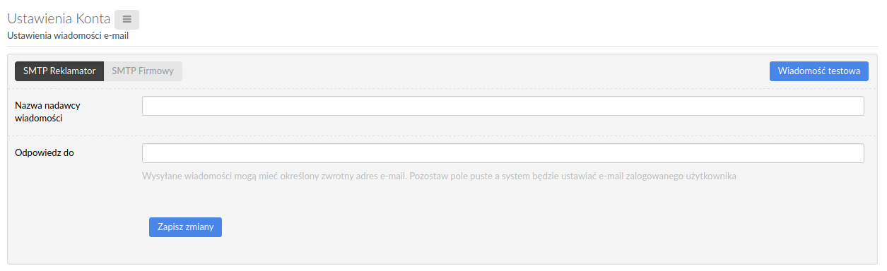 Ustawienia SMTP